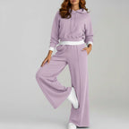 Dames Tweedelige Set Met Hoodie En Wijde Broek | Geschikt Voor Herfst En Winter