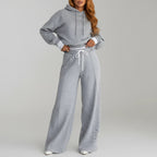 Dames Tweedelige Set Met Hoodie En Wijde Broek | Geschikt Voor Herfst En Winter