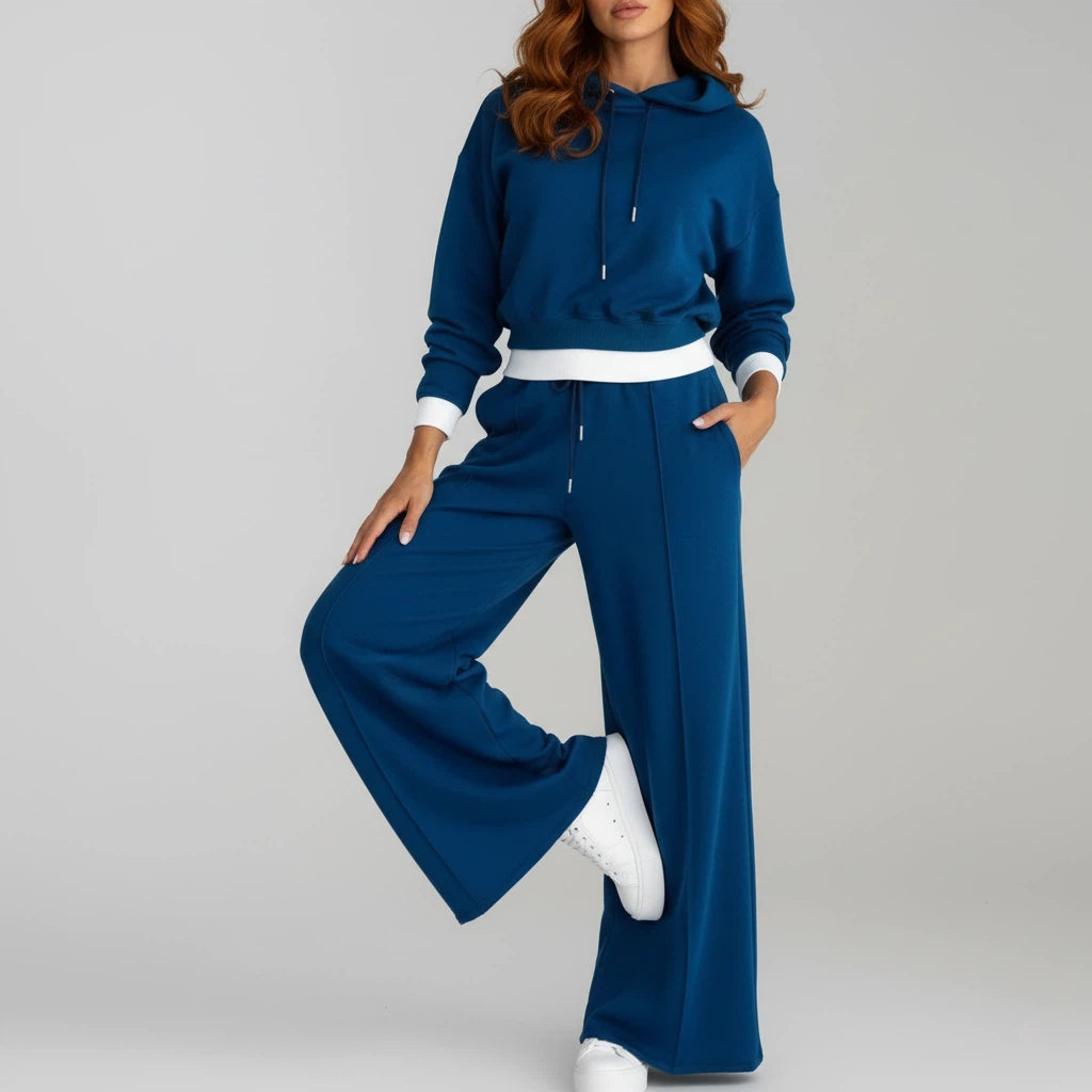 Dames Tweedelige Set Met Hoodie En Wijde Broek | Geschikt Voor Herfst En Winter
