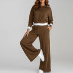 Dames Tweedelige Set Met Hoodie En Wijde Broek | Geschikt Voor Herfst En Winter