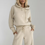 Dames Tweedelige Set Met Hoodie En Wijde Broek | Geschikt Voor Herfst En Winter