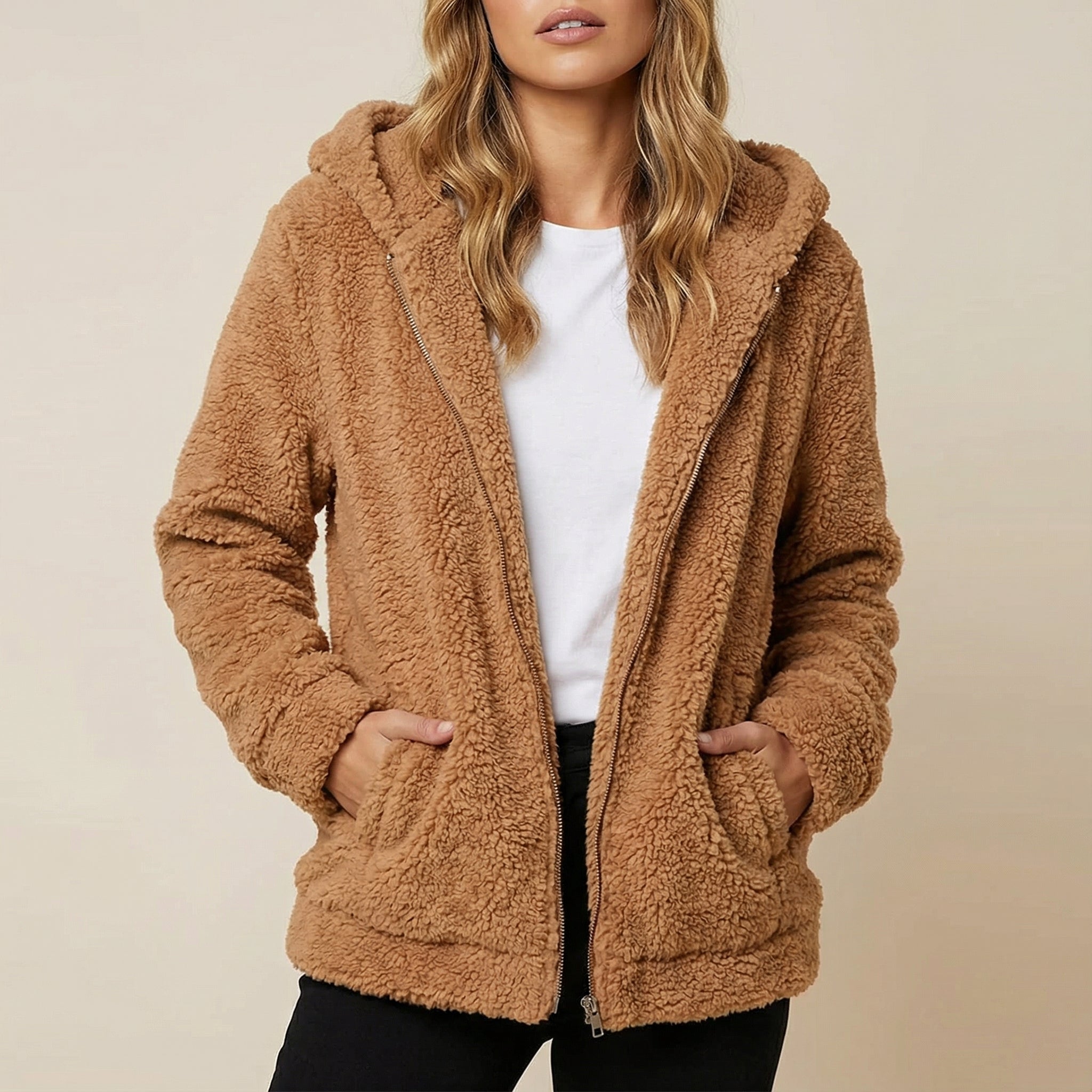 Dames Vest met Capuchon Synthetische Vezeltextuur | Dagelijks Gebruik