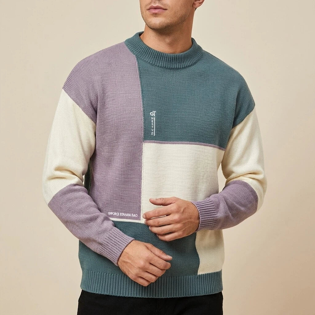 Patchwork Trui Heren Modern Ontwerp | Geschikt voor Dagelijks Gebruik