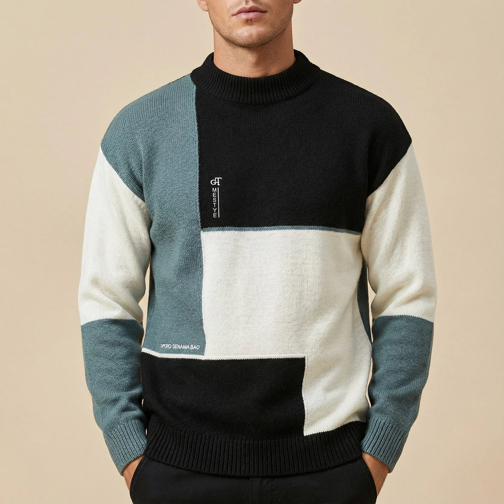 Patchwork Trui Heren Modern Ontwerp | Geschikt voor Dagelijks Gebruik