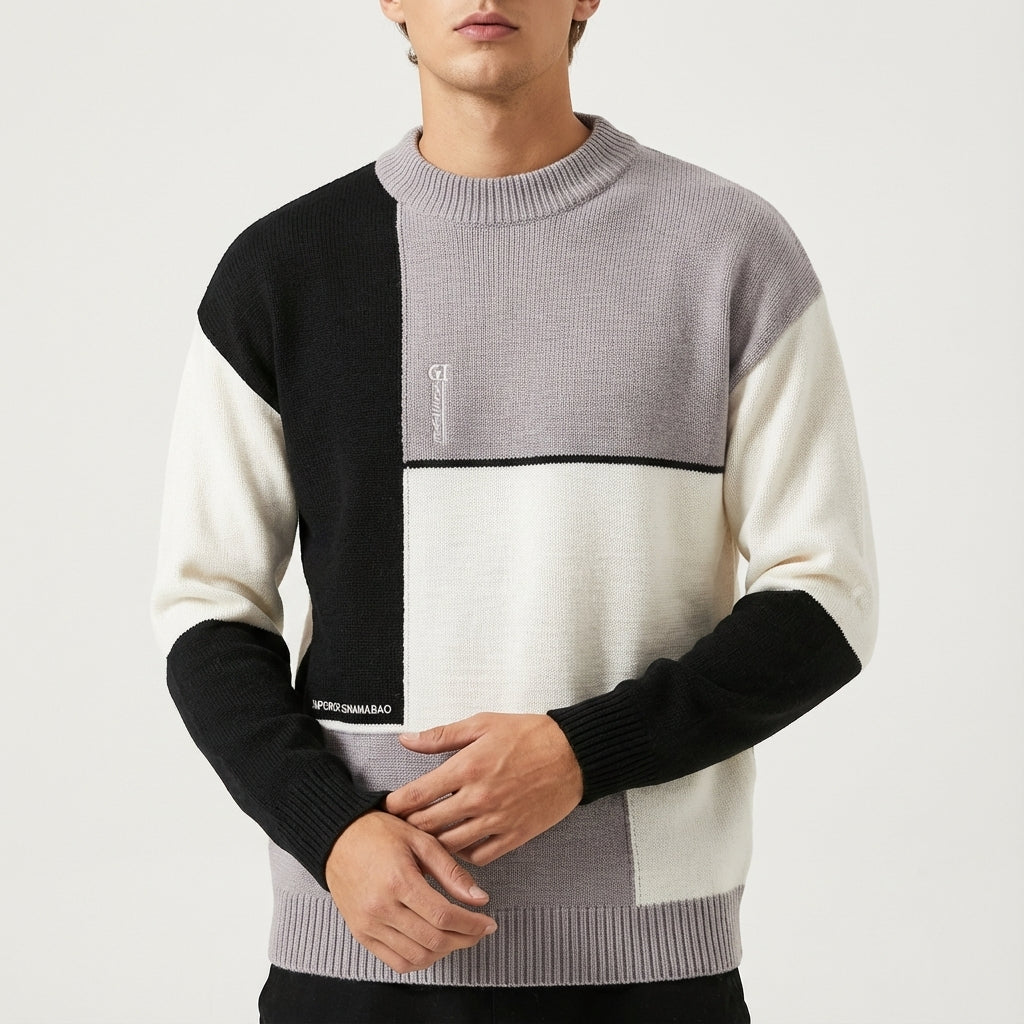 Patchwork Trui Heren Modern Ontwerp | Geschikt voor Dagelijks Gebruik