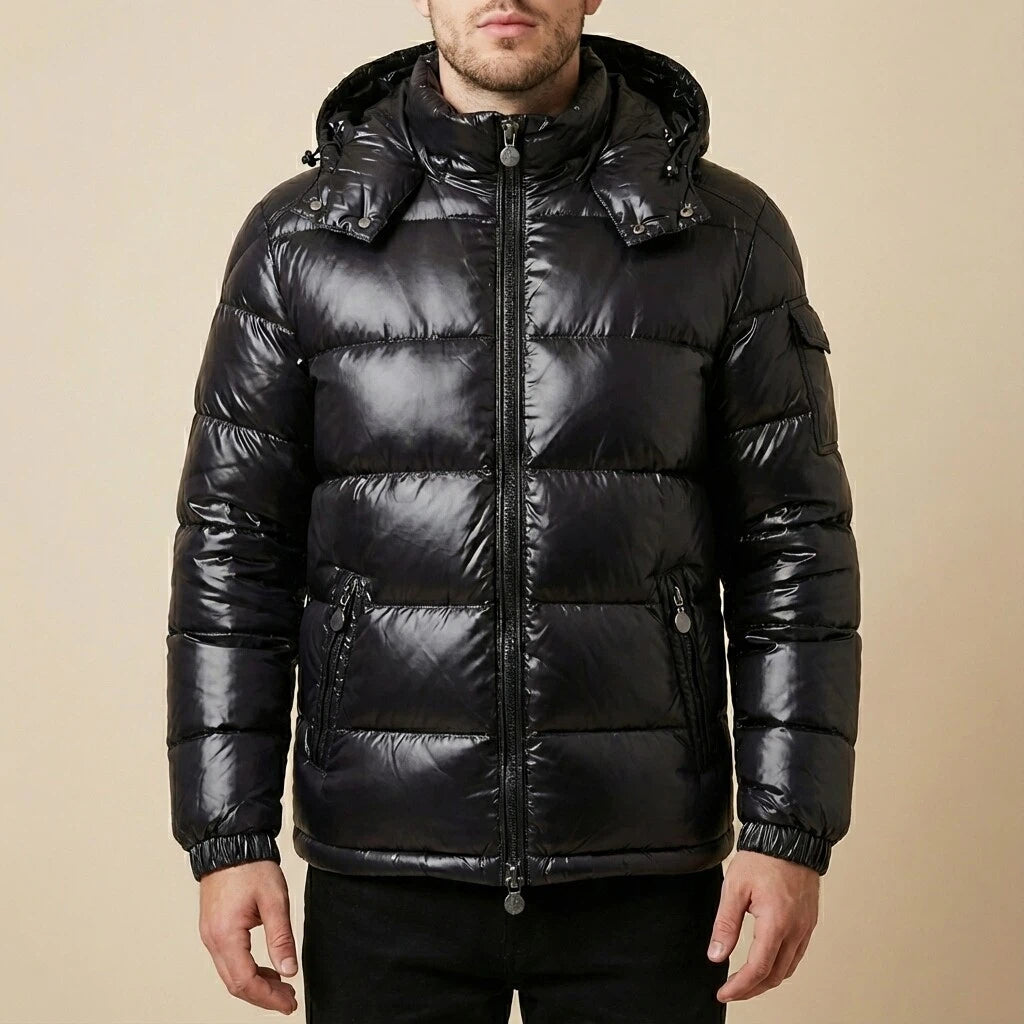 Pufferjas Met Capuchon Glanzende Look | Wintergebruik