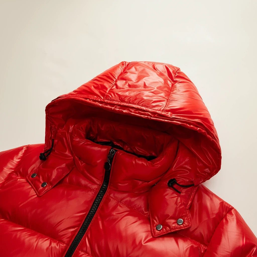 Pufferjas Met Capuchon Glanzende Look | Wintergebruik
