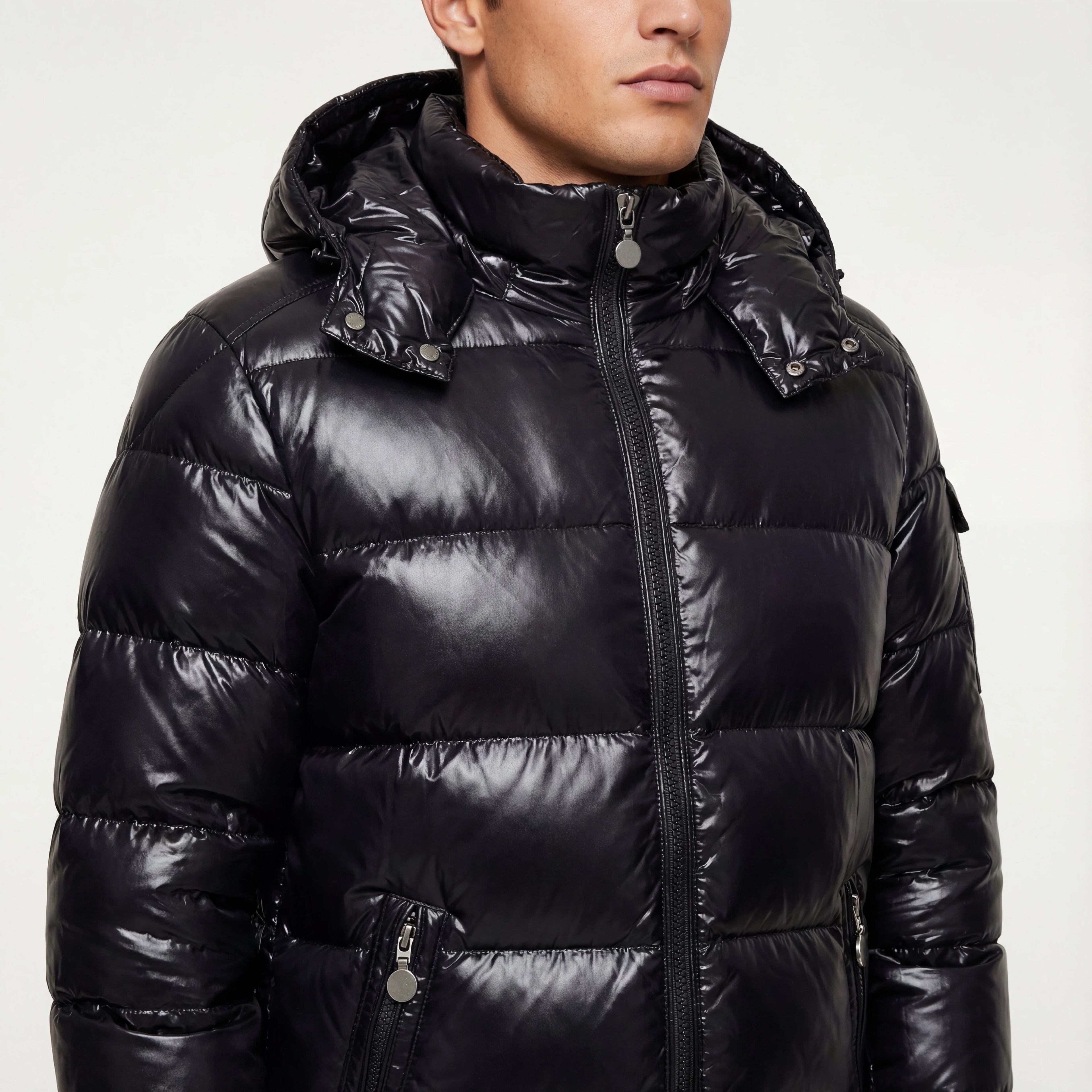 Pufferjas Met Capuchon Glanzende Look | Wintergebruik