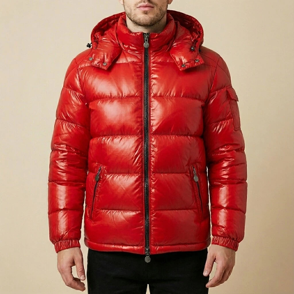 Pufferjas Met Capuchon Glanzende Look | Wintergebruik