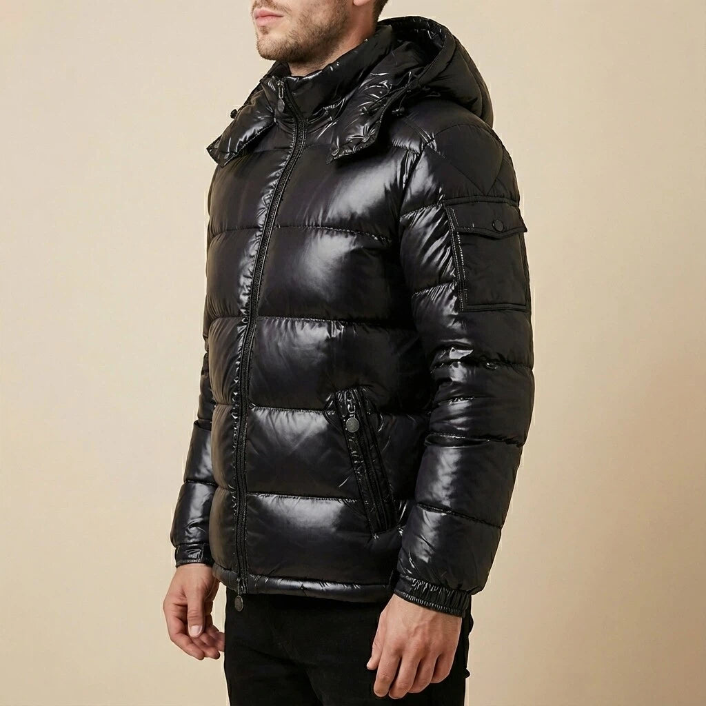 Pufferjas Met Capuchon Glanzende Look | Wintergebruik