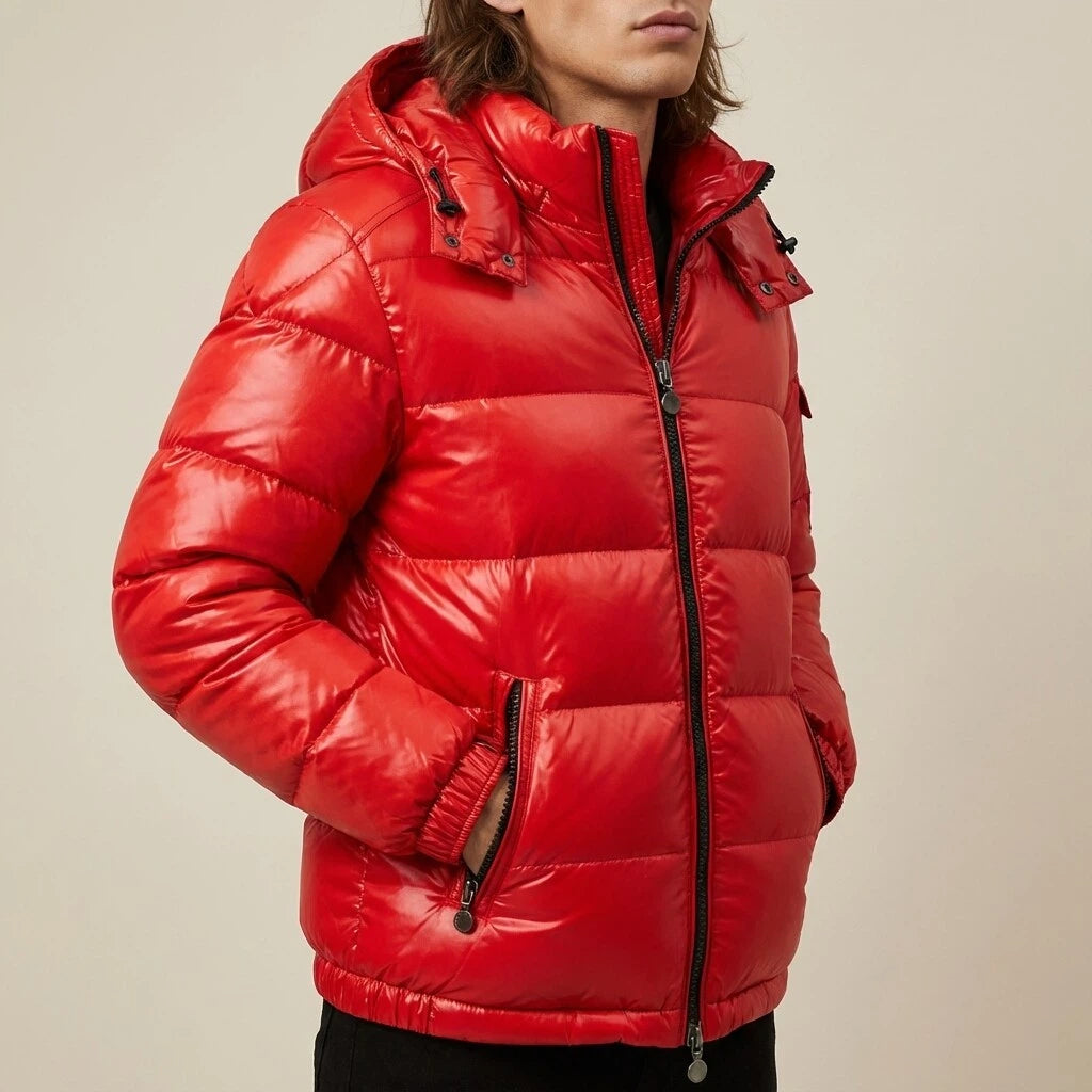 Pufferjas Met Capuchon Glanzende Look | Wintergebruik