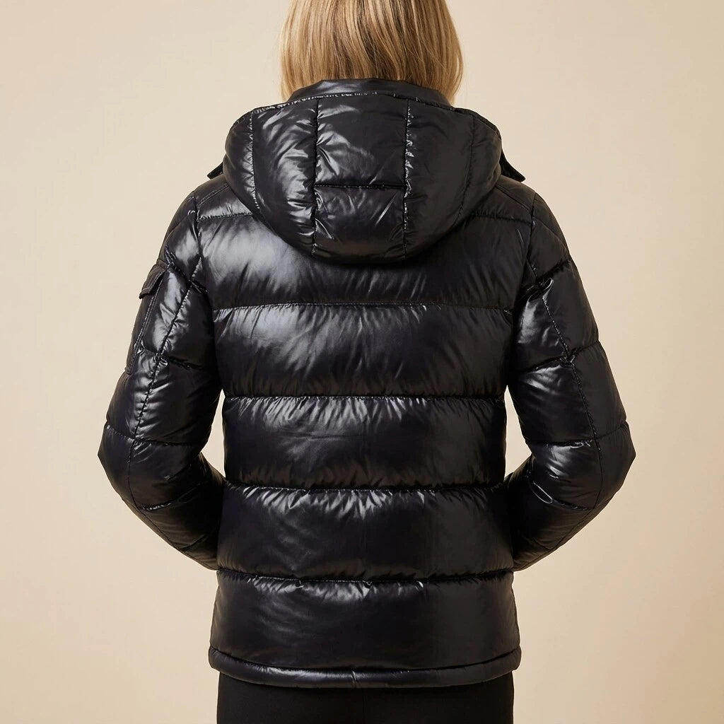 Pufferjas Met Capuchon Glanzende Look | Wintergebruik