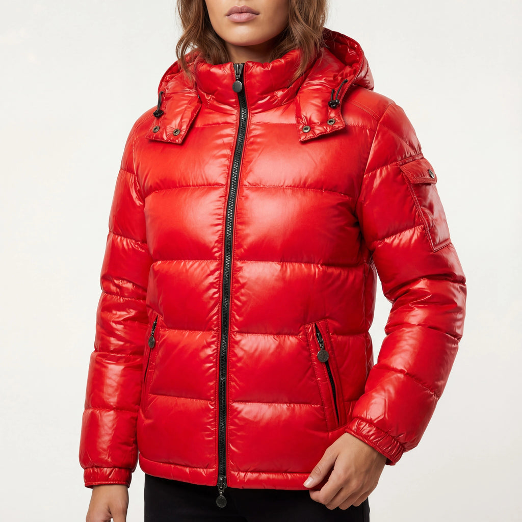 Pufferjas Met Capuchon Glanzende Look | Wintergebruik