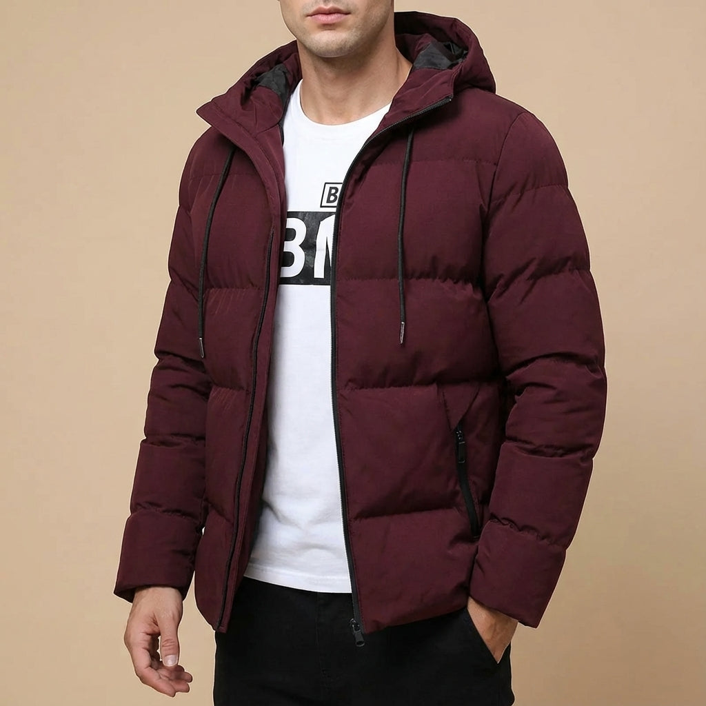 Winterjas Heren Puffer Design met Huidige Kap | Dagelijkse buitenkleding